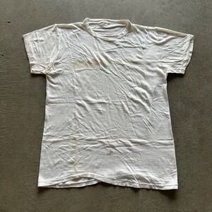 Vintage 50s Marathon Blank Shirt Size Large White All Cotton USA Made Paper Thin